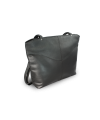 Čierna kožená zipsová kabelka s dvoma popruhmi 212-2018-60