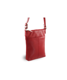 Červená kožená zipsová kabelka 212-3013-31