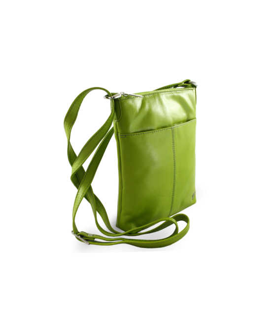 Zelená kožená zipsová kabelka 212-3013-51