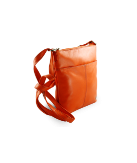 Oranžová kožená zipsová kabelka 212-3013-84