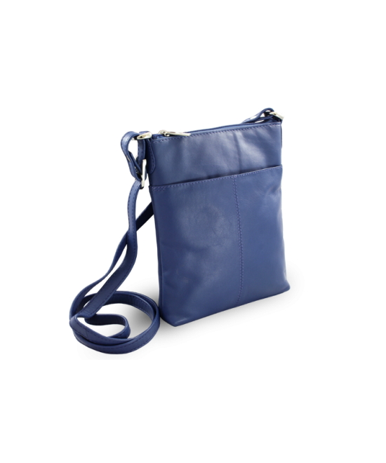Modrá kožená zipsová kabelka 212-3013-97