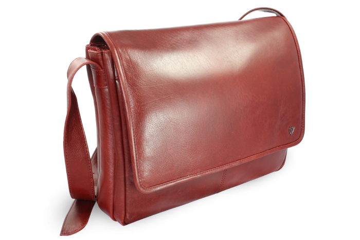 E-shop Červená kožená taška na notebook 212-6118-31
