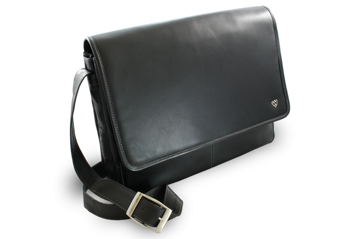 E-shop Černá kožená taška na notebook 212-6118-60
