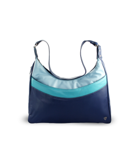 Modrá dámska kožená kabelka v tvare gondoly 212-6803S-M97