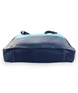 Modrá dámska kožená kabelka v tvare gondoly 212-6803S-M97