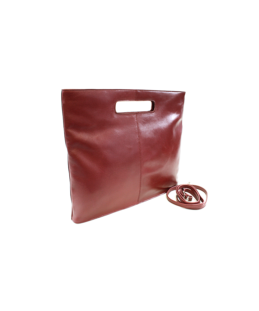 Červená kožená zipsová kabelka 212-9123-31