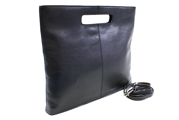 E-shop Černá kožená zipová kabelka 212-9123-60