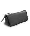 Čierna kožená klopnová kabelka s krátkym popruhom 213-1015-60