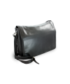 Čierna kožená klopnová kabelka 213-1195-60