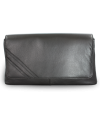 Čierna kožená listová kabelka s krátkym popruhom 214-1022-60