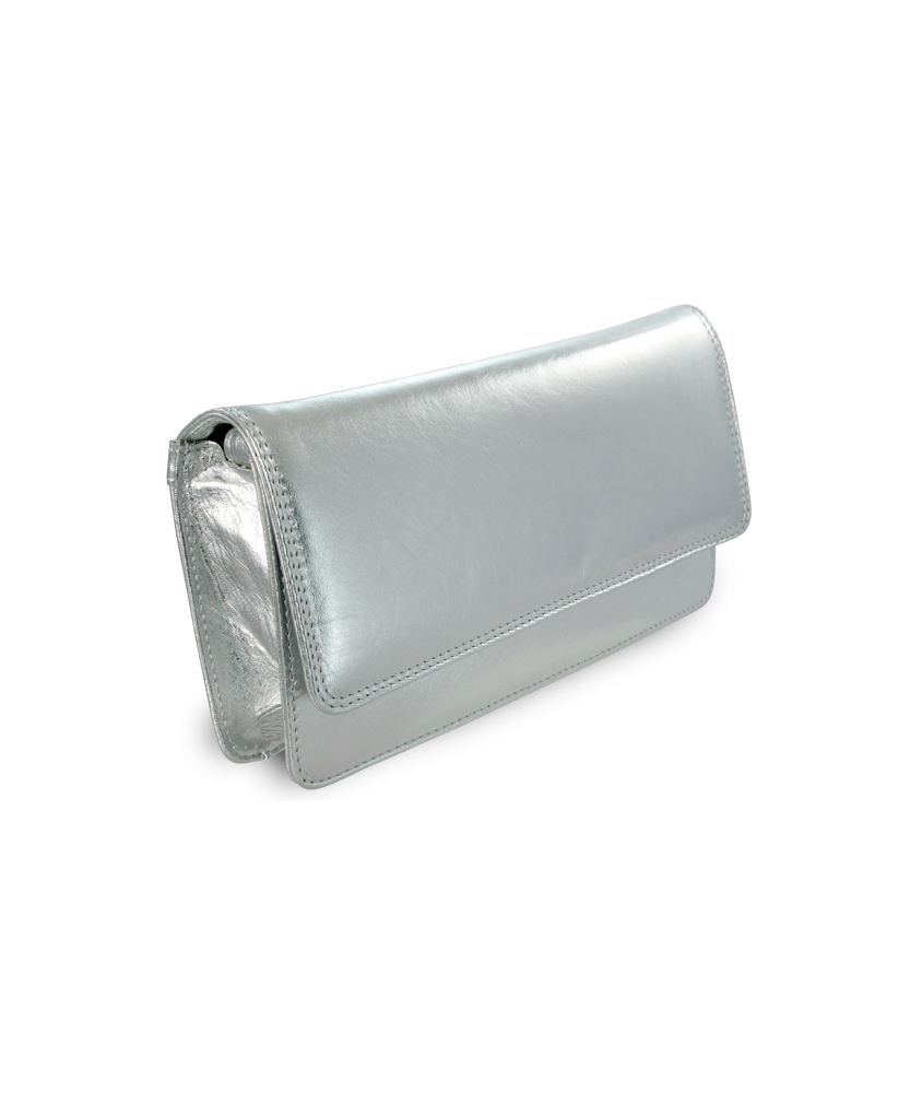 Strieborná kožená listová taška s remienkom 214-4071-27