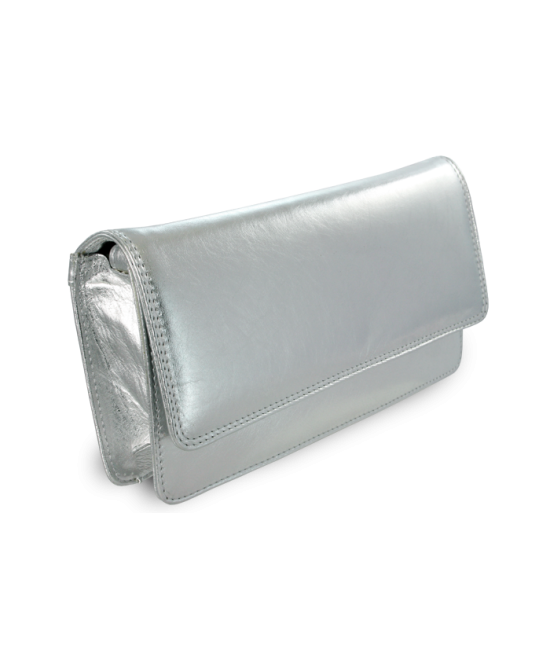 Strieborná kožená listová taška s remienkom 214-4071-27