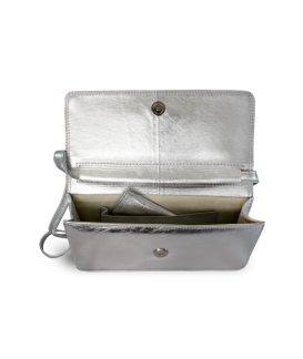 Strieborná kožená listová taška s remienkom 214-4071-27