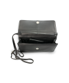 Čierna kožená listová kabelka s popruhom 214-4071-60