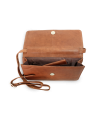 Tmavo hnedá kožená listová kabelka s popruhom 214-7071-47