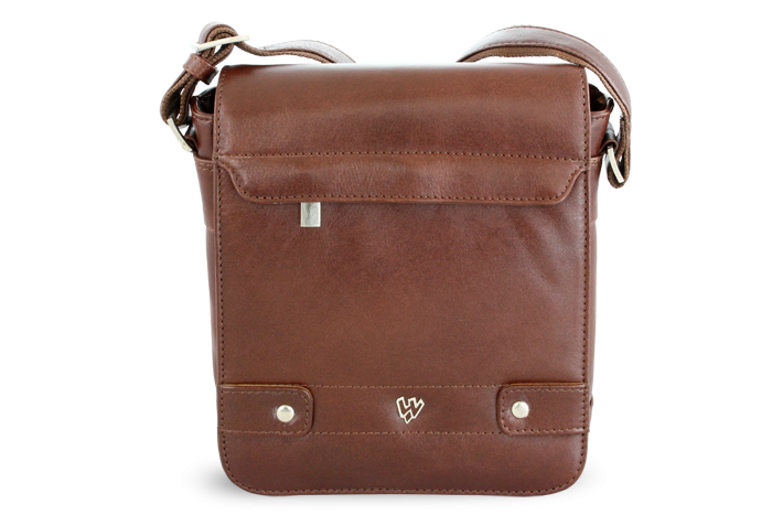 E-shop Malý hnědý pánský kožený crossbag s klopnou 215-1701-40