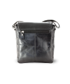 Malý čierny pánsky kožený crossbag s poklopom 215-1701-60 CRU