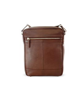 Hnedý pánsky kožený zipsový crossbag 215-1792-40