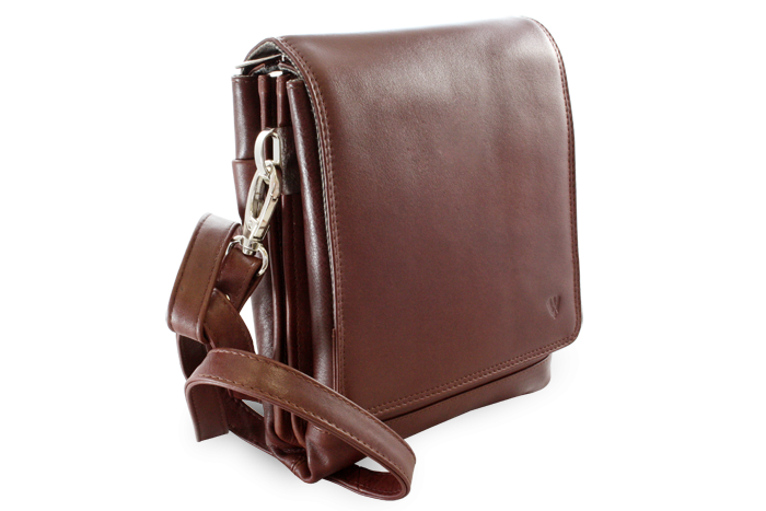 Velký hnědý kožený pánský crossbag 215-2185-40