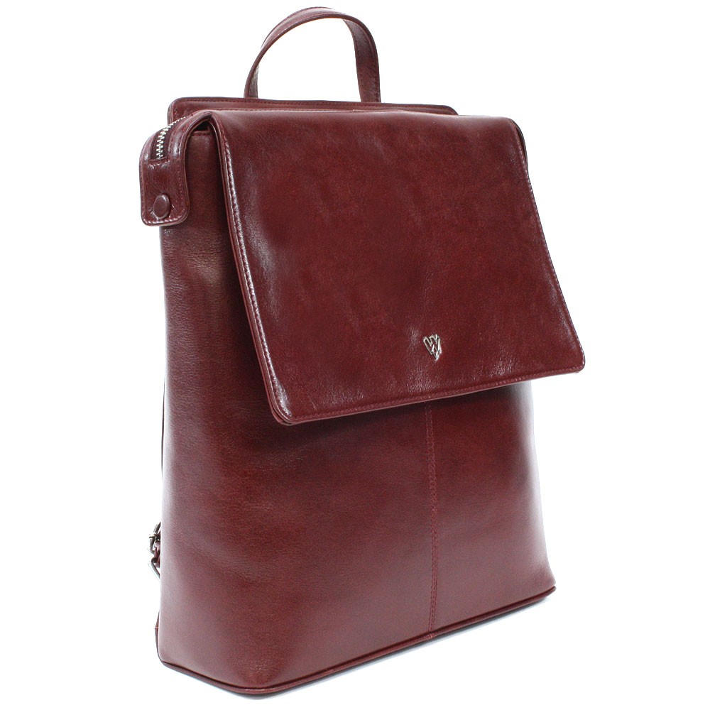 E-shop Tmavě červený městský kožený batoh 311-1660-31