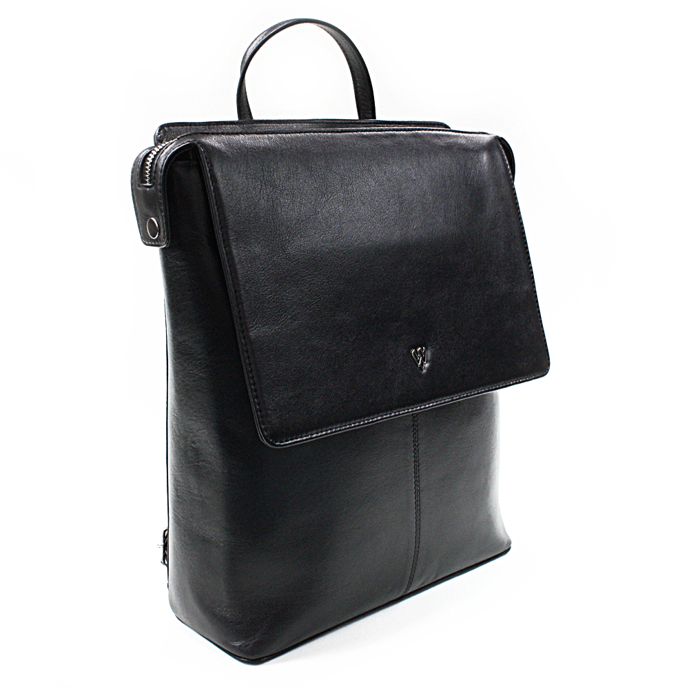 E-shop Černý městský kožený batoh 311-1660-60
