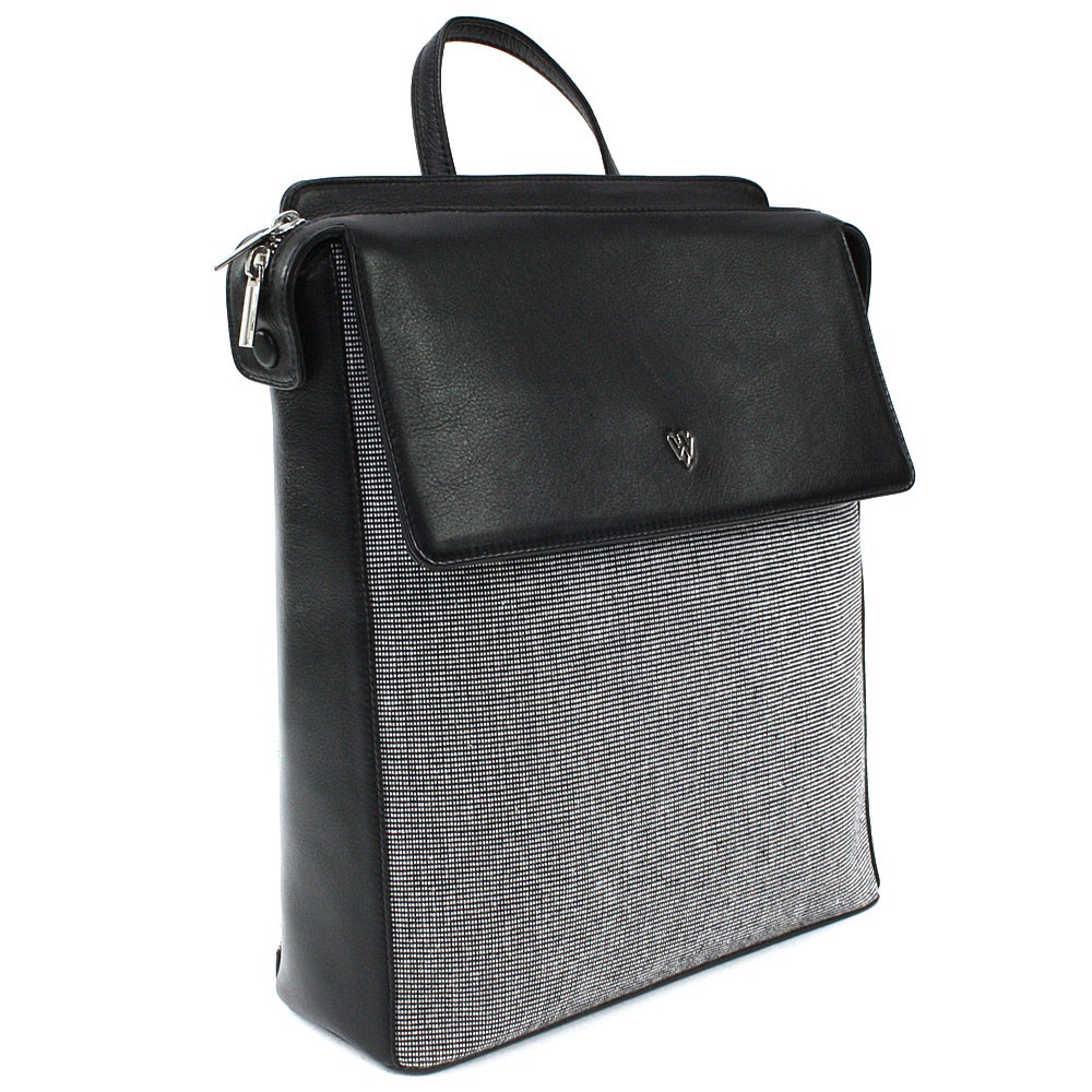 E-shop Černobílý městský kožený batoh 311-1660B-60/T