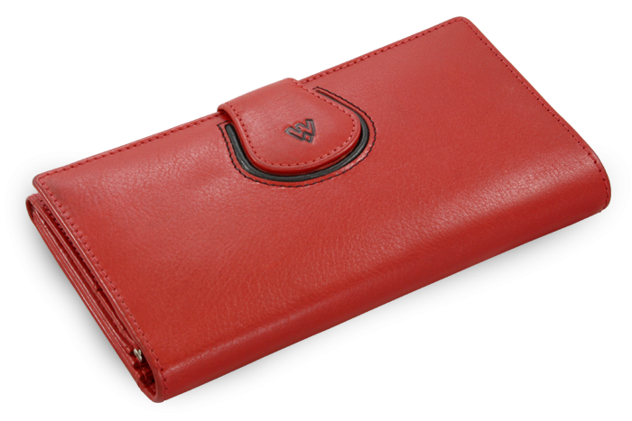 E-shop Červená dámská kožená rámová peněženka s ozdobnou klopnou 511-1526-31/60