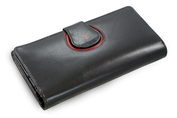E-shop Černá dámská kožená rámová peněženka s ozdobnou klopnou 511-1526-60/31