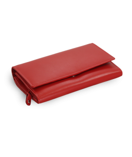 Červená dámska listová kožená peňaženka s klopňou 511-2120-31