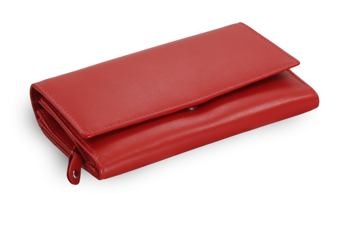 Červená dámska listová kožená peňaženka s poklopom 511-2120-31