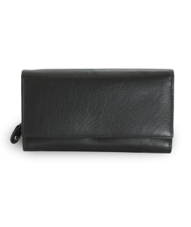 Čierna dámska listová kožená peňaženka s klopňou 511-2120-60