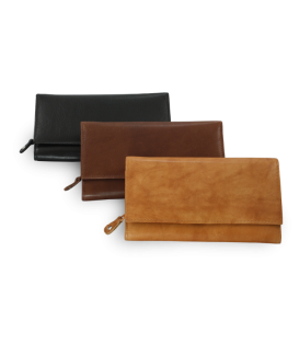 Čierna dámska listová kožená peňaženka s poklopom 511-2120-60