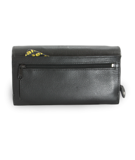 Čierna dámska listová kožená peňaženka s poklopom 511-2120-60