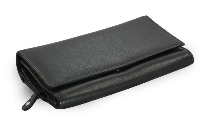 E-shop Černá dámská psaníčková kožená peněženka s klopnou 511-2120-60