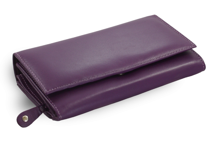 Fialová dámská psaníčková kožená peněženka s klopnou 511-2120-76