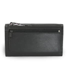 Čierna dámska kožená listová peňaženka s poklopom 511-4027-60
