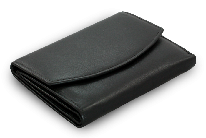 E-shop Černá dámská kožená peněženka se dvěma klopnami 511-4124-60