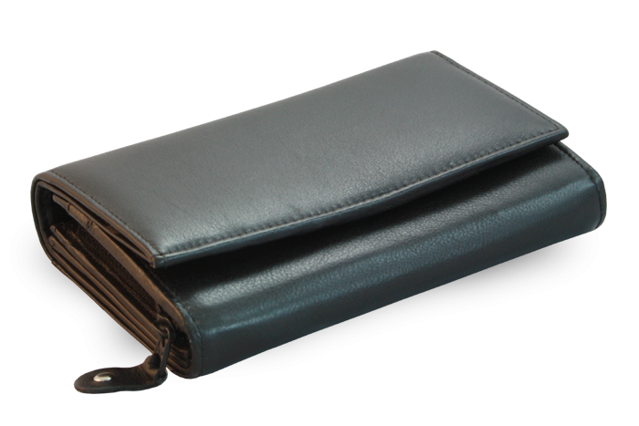 E-shop Černá dámská kožená peněženka s klopnou 511-4125-60