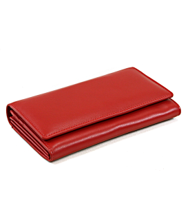 Červená dámska listová kožená peňaženka s klopňou 511-4233-31