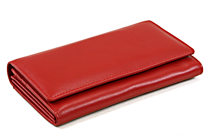E-shop Červená dámská psaníčková kožená peněženka s klopnou 511-4233-31