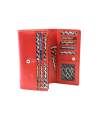 Červená dámska listová kožená peňaženka s poklopom 511-4233-31