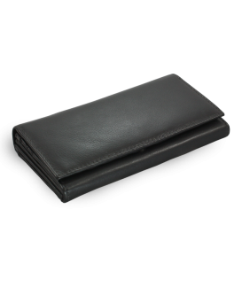 Čierna dámska listová kožená peňaženka s klopňou 511-4233-60