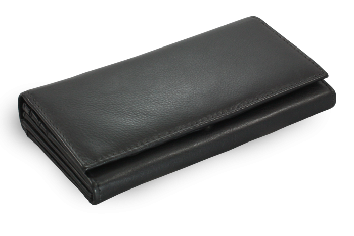 E-shop Černá dámská psaníčková kožená peněženka s klopnou 511-4233-60
