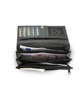 Čierna dámska listová kožená peňaženka s poklopom 511-4233-60