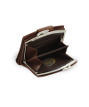 Tmavo hnedá dámska kožená rámová peňaženka so zápinkou 511-4357-47