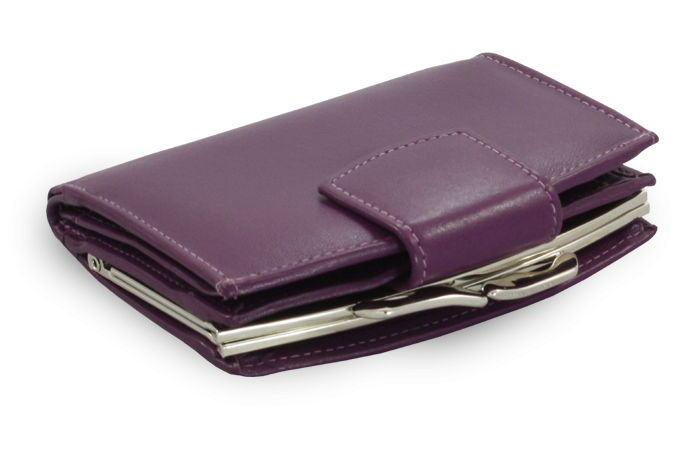 E-shop Fialová dámská kožená rámová peněženka se zápinkou 511-4357-76
