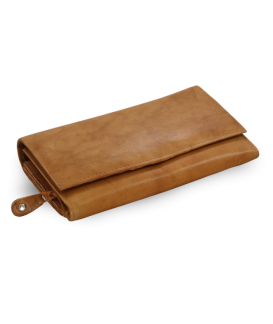 Svetlo hnedá dámska listová kožená peňaženka s klopňou 511-7120-05