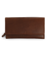 Tmavo hnedá dámska listová kožená peňaženka s poklopom 511-7120-47