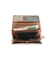 Tmavo hnedá dámska listová kožená peňaženka s poklopom 511-7120-47