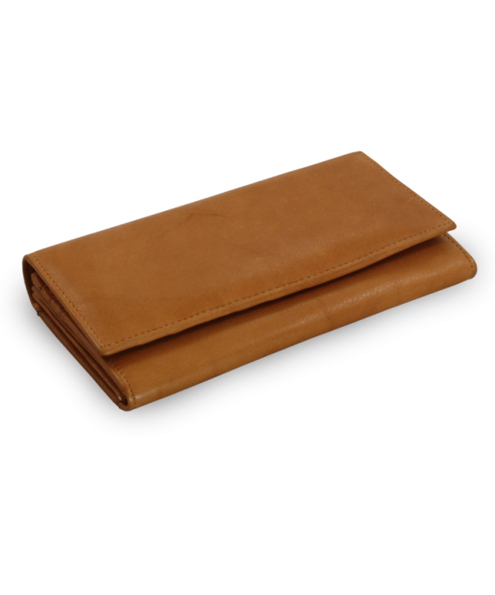 Svetlo hnedá dámska listová kožená peňaženka s poklopom 511-7233-05